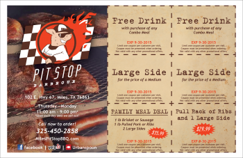Pit Stop BBQ coupon half flyer