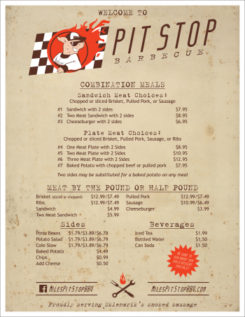 Pit Stop menu 8.5x11