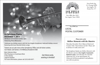 SA Symphony concert reminder postcard 4
