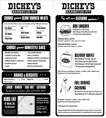 Dickey\'s Barbeque Menu Cards