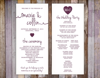 Maxie Holley wedding program