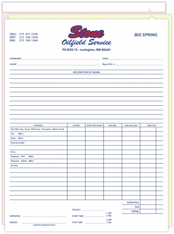 Stone Oilfield Service Invoice set 2